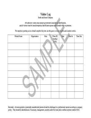 Visitor Log Form