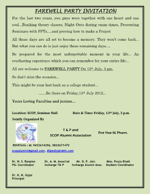 Farewell party invitation farewell party invitation - Sinhgad.edu - sinhgad