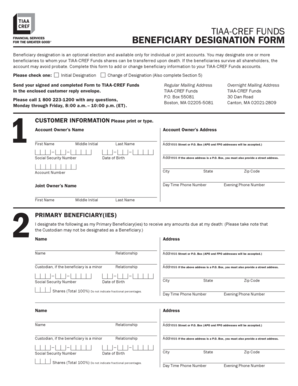TIAA-CREF Beneficiary Designation Form
