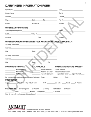 Dairy Herd Information Form