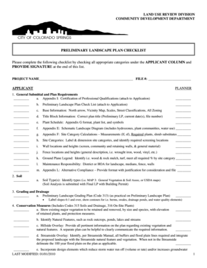 Preliminary Landscape Plan Checklist