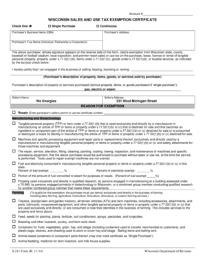 Wisconsin Sales and Use Tax Exemption Certificate