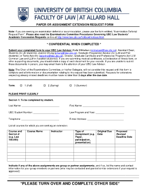 Worksheet accounting paper - Paper or Assignment Extension Request Form - law ubc