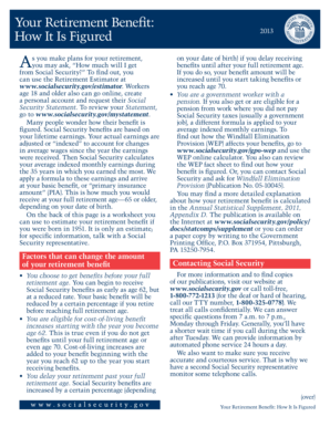 Social Security Retirement Benefit Calculation Worksheet