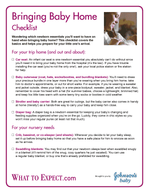 Fillable Online Bringing Baby Home Checklist Fax Email Print - pdfFiller