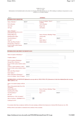 Form 15CA for Non-Resident Remittance