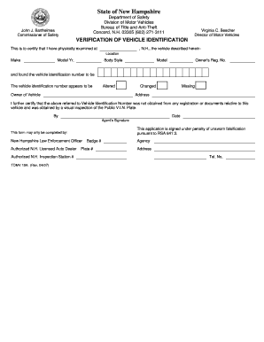 New Hampshire Vehicle Identification Verification
