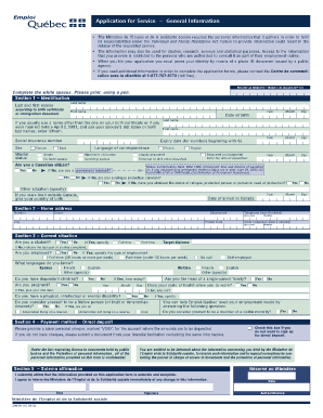 Demande de service – Renseignements généraux
