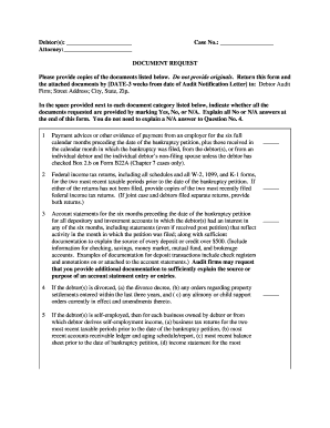 Bankruptcy Document Request Form