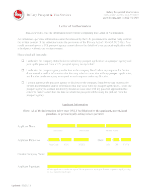 US Passport Application Authorization Form