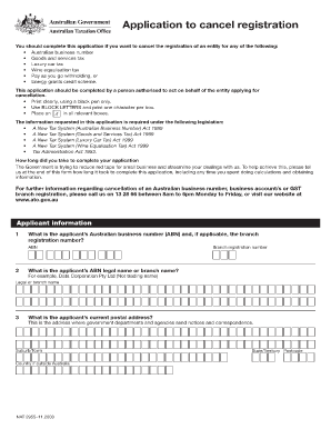 Australian Business Number Cancellation Application