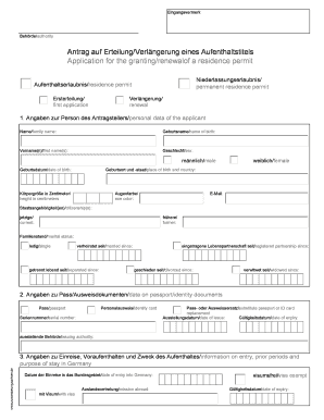 Antrag auf Erteilung/Verlängerung eines Aufenthaltstitels