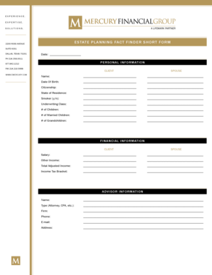 Estate Planning Fact Finder Short Form