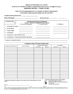 Maine Employer's Amended Unemployment Insurance Report