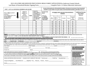 Free and Reduced Price School Meals Application