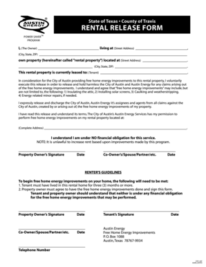Texas Rental Release Form