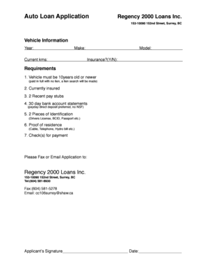 Auto Loan Application Form