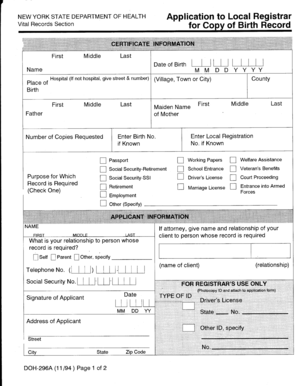New York Birth Record Application