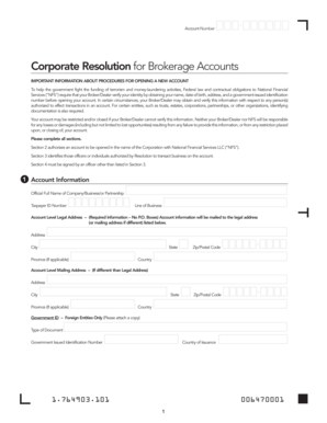 Corporate Resolution for Brokerage Accounts