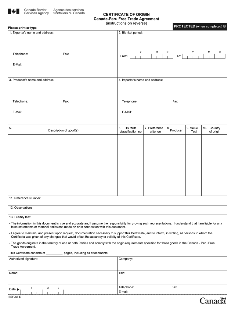 Certificate Of Origin Canada Fill And Sign Printable Template Online 