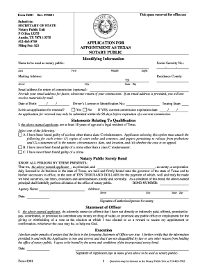 Texas Notary Public Application Form 2301