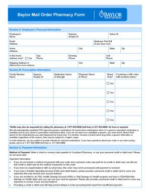 Baylor Mail Order Pharmacy Form