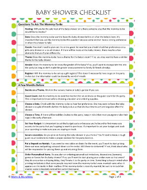 BABY SHOWER CHECKLIST - Moms & Munchkins