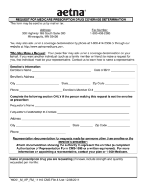 Medicare Prescription Drug Coverage Determination Form