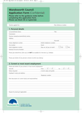 Wandsworth Council Job Application Form