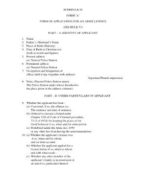 Arms License Application Form