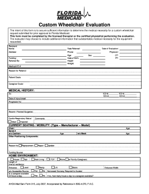 Custom Wheelchair Evaluation Form