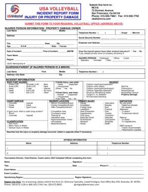 USA Volleyball Incident Report Form