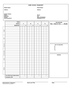 Home School Transcript