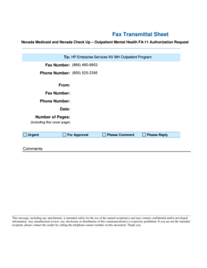 Nevada Medicaid Outpatient Mental Health Authorization Request
