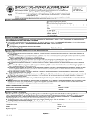 Temporary Total Disability Deferment Request