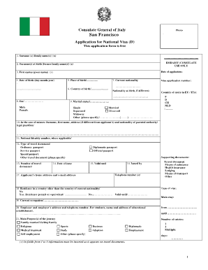 Italy National Visa Application Form