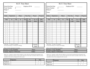 R.I.T. Time Sheet