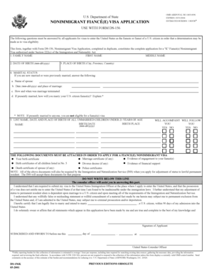 US Fiance(e) Visa Application Form DS-156K