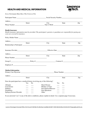 Participant Medical Information Form