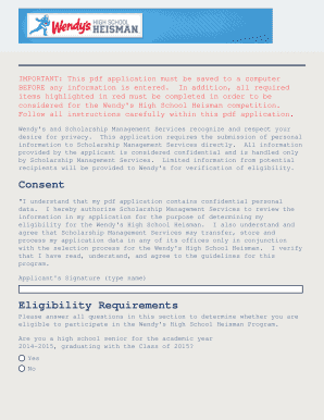 Wendy's High School Heisman Application