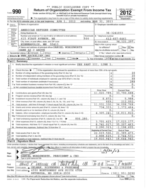 Form 990 2012 American Refugee Committee