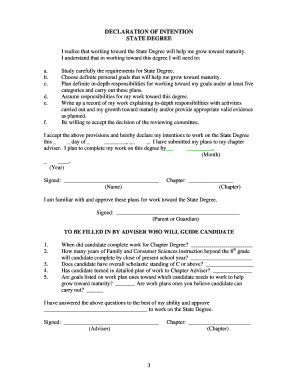 FCCLA State Degree Application Form