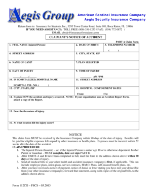 Student Accident Claim Form