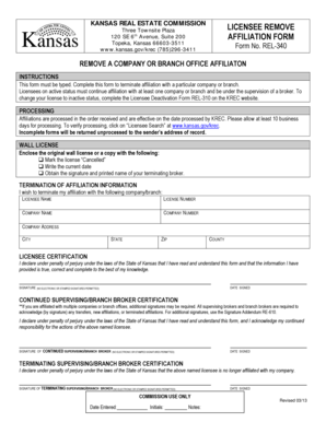 Kansas Real Estate Commission Affiliation Form