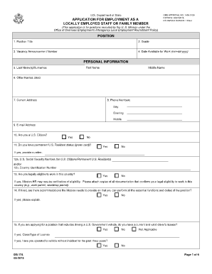 US State Department Employment Application Form DS-174