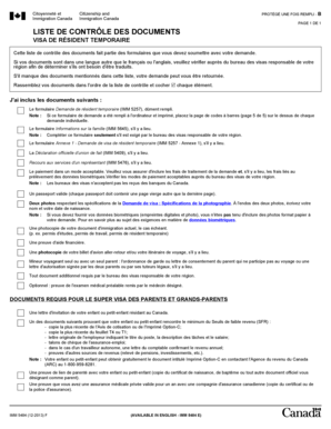 Liste de contrôle des documents