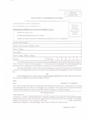 India Electoral Identity Card Application Form