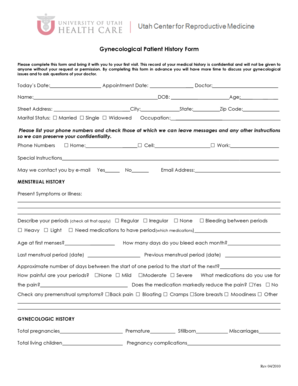 Gynecological Patient History Form