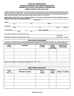 Connecticut State Colleges & Universities Employment Application