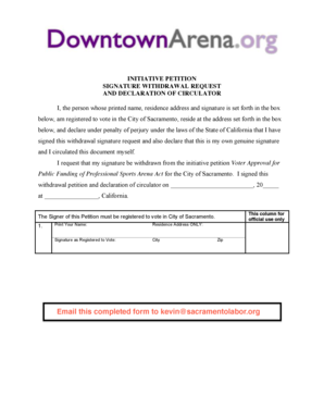Initiative Petition Signature Withdrawal Request